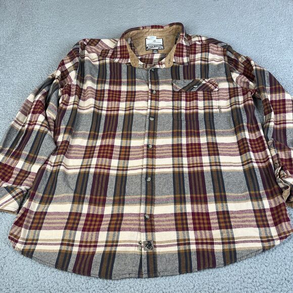 Legendary Whitetails Shirt Men 2XL Red Beige Flannel Button Corduroy Collar - Picture 1 of 13